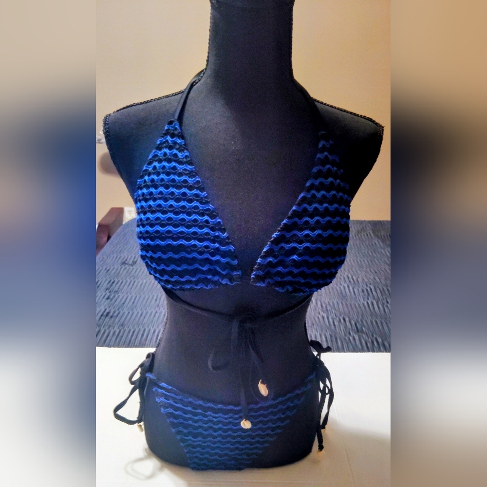 Zaful Navy Wave Bikini Set